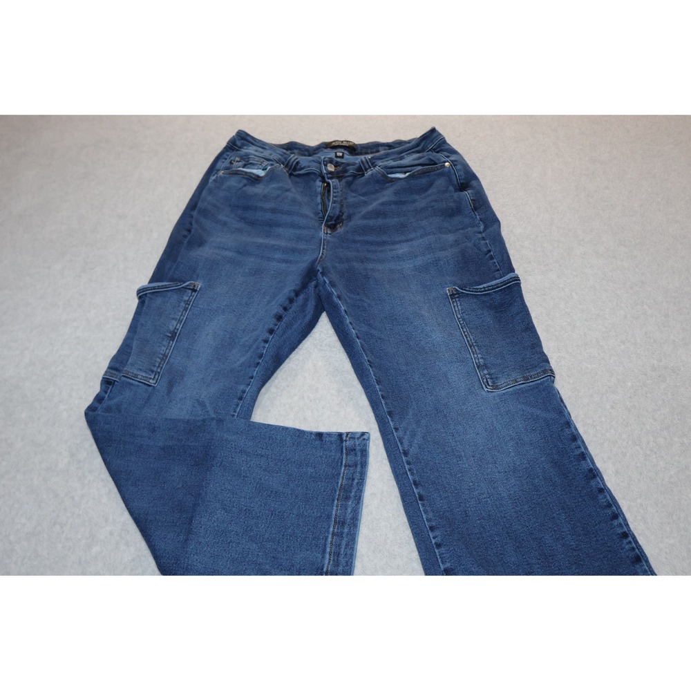 Judy Cargo Blue Jeans Women 18W Blue Straight Leg Stretch JB88725 DK Cotton